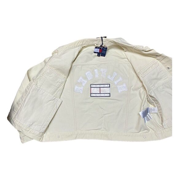 Tommy Hilfiger Jeans Jacket WMNS L Pale Yellow 90’s Girlfriend‎ Trucker Denim - Picture 6 of 15